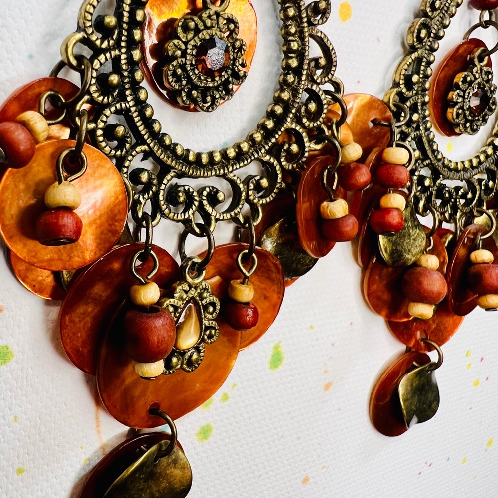 Vintage-Inspired Dangle Earrings warm toned bohemian gypsy style